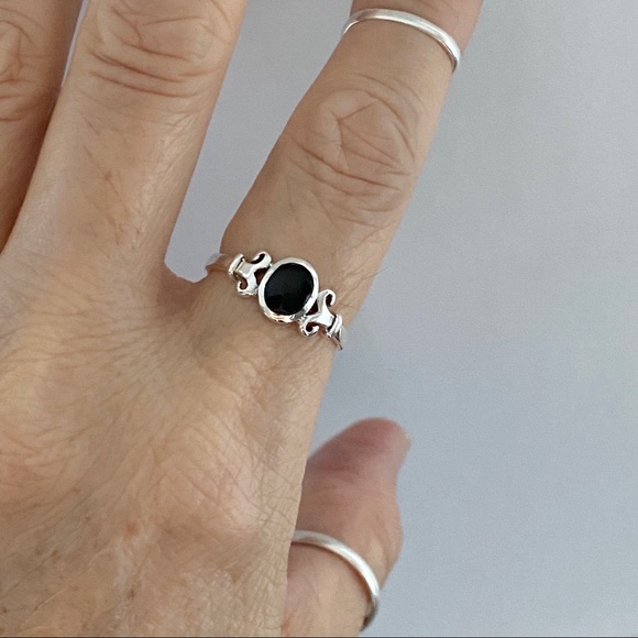 Sterling Silver Black Onyx Ring, Stone Ring, Silver Rings, Protection Ring - Picture 8 of 10